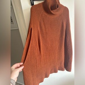 SHEIN Curve 3XL(18) Rust Brown Turtleneck Cloak Sleeve Knit Top.